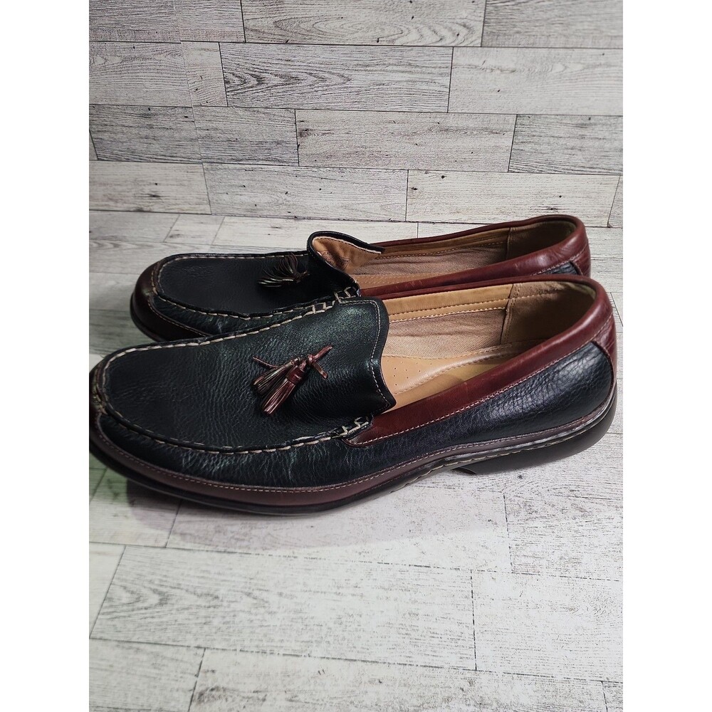 Hush Puppies Loafers Men's Size 16M Black Brown Two-Toned Leather Slip On Shoes